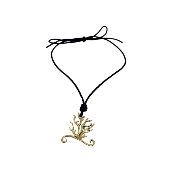 Ciondolo logo in ottone con cordoncino da annodare