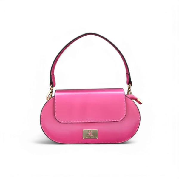 Borsa POCKET in vera pelle verde fucsia