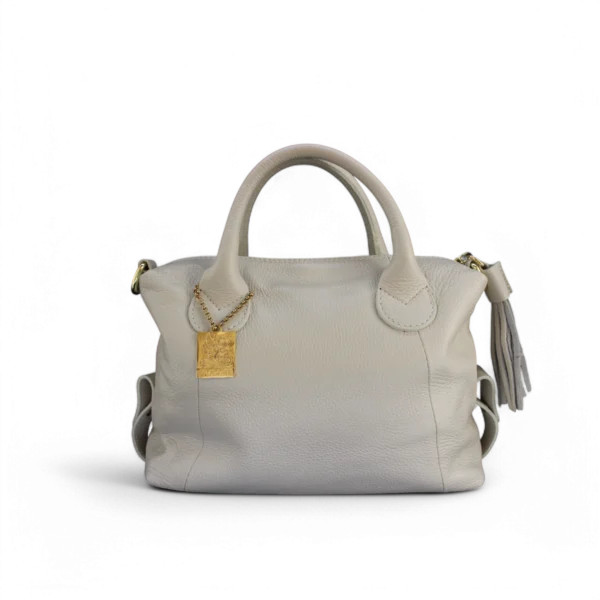 Borsa BOX in vera pelle beige